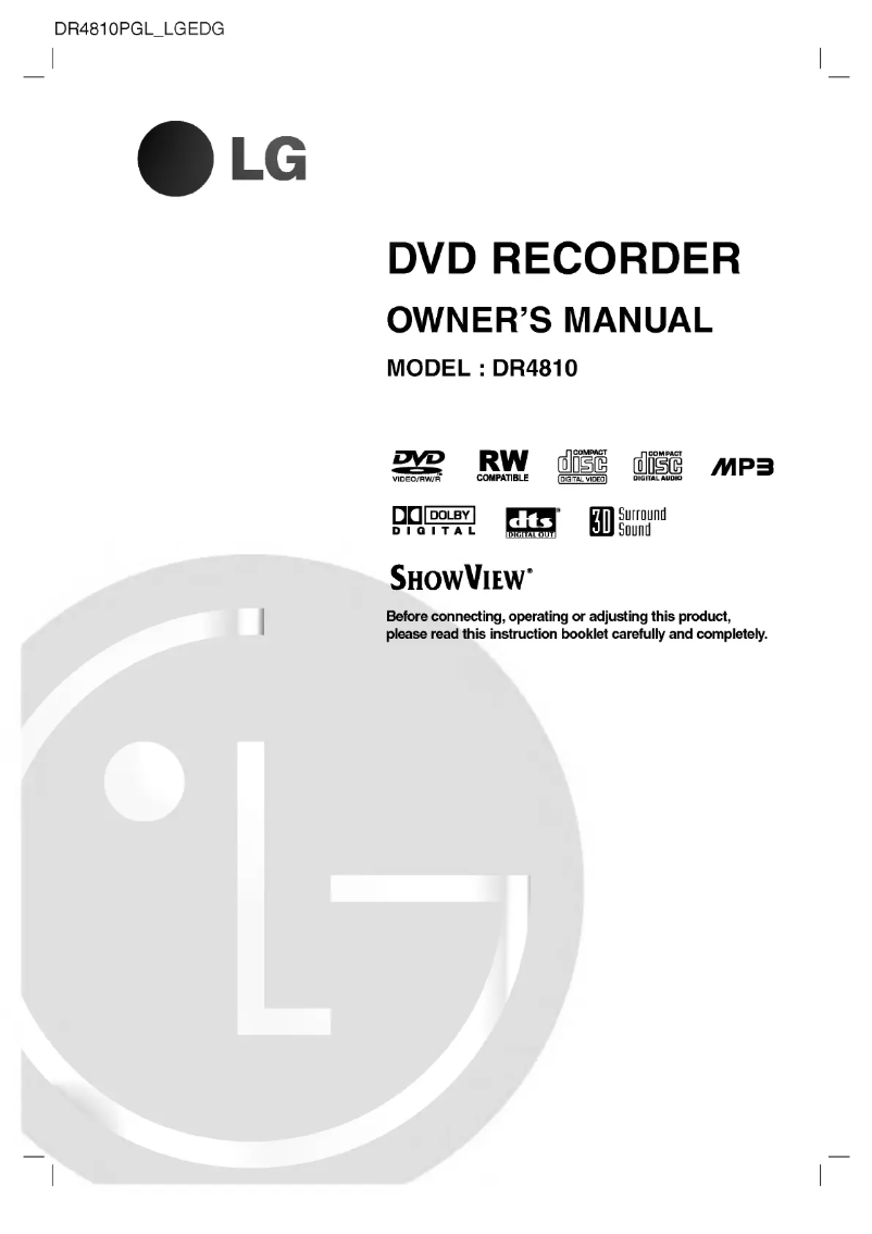 Page 1 of the manual User Manual LG DR4810PGL