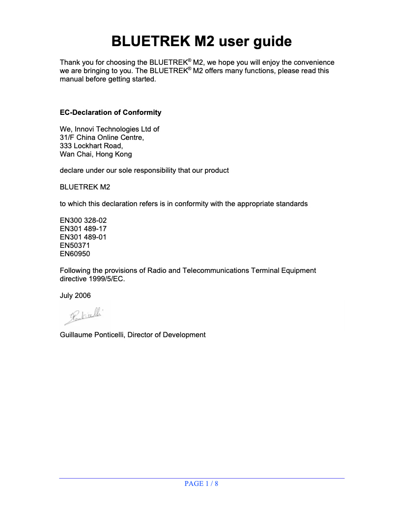 First page image of the manual for M2