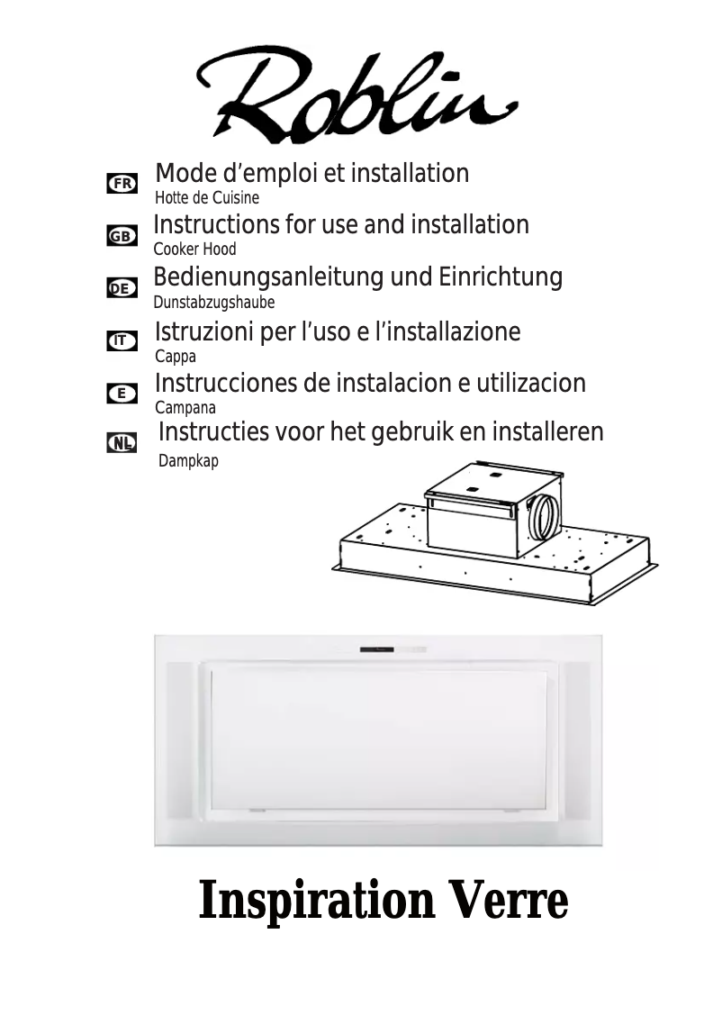 First page image of the manual for Inspiration/3 Verre Blanc 1000