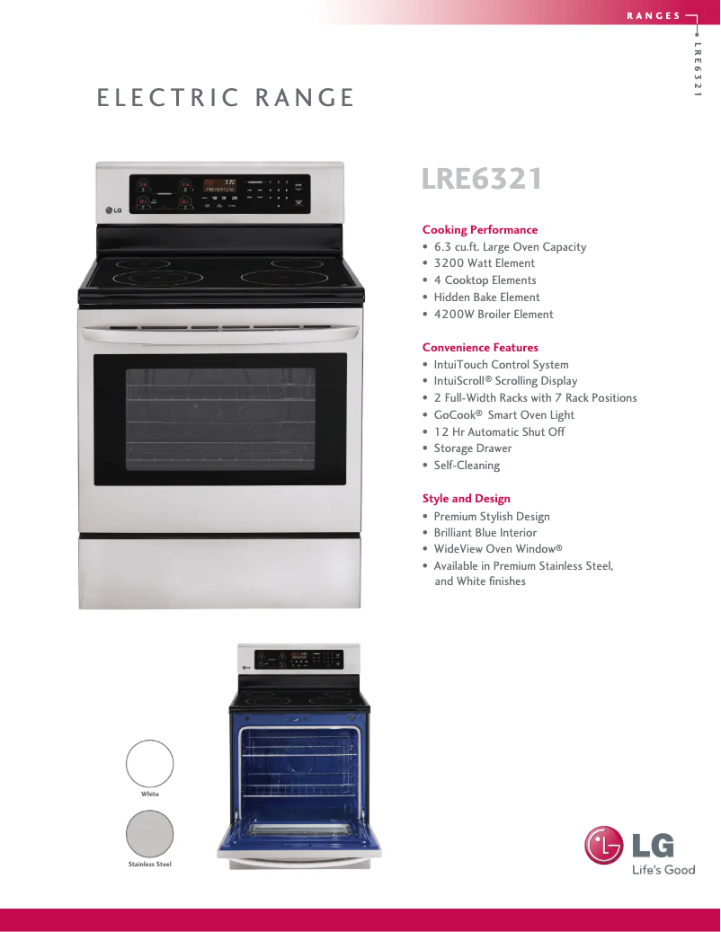 Page 1 of the manual Technical Sheet LG LRE6321SW