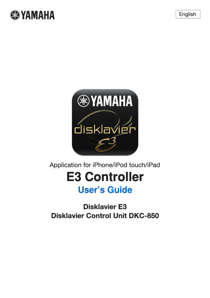 Page 1 of the manual User Manual Yamaha Diskklavier E3