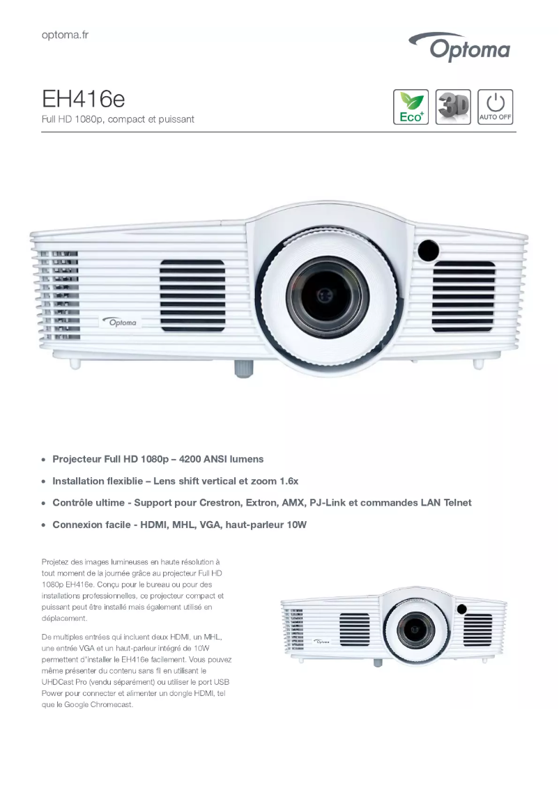 First page image of the manual for EH416e