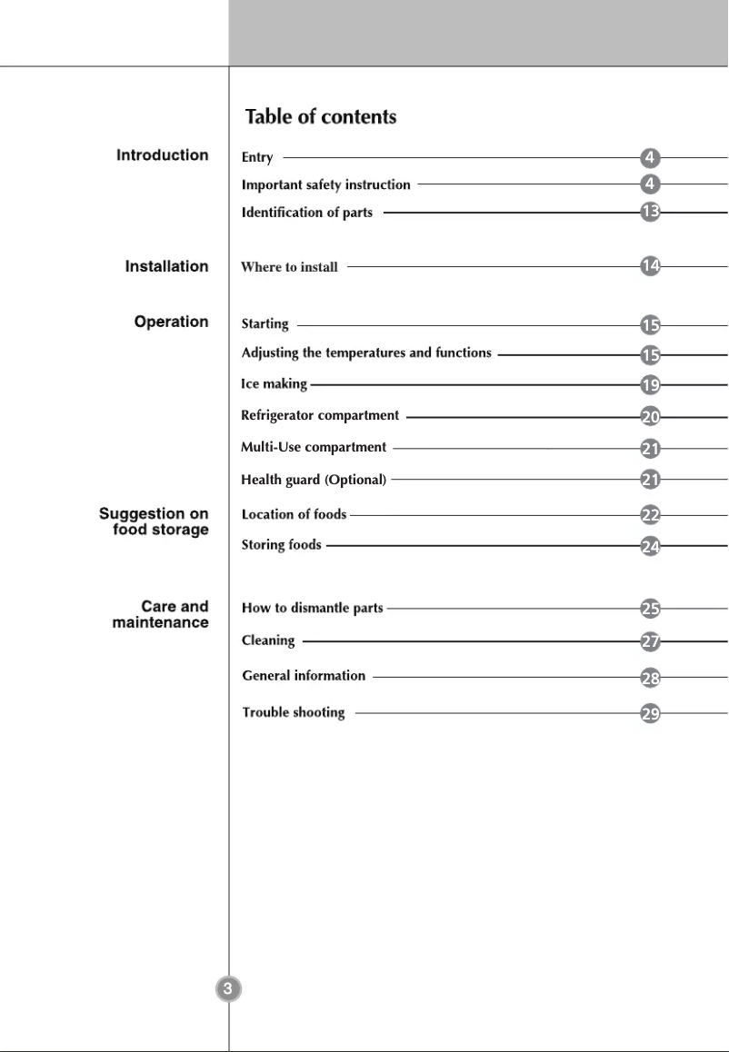 First page image of the manual for GC-B273STQK