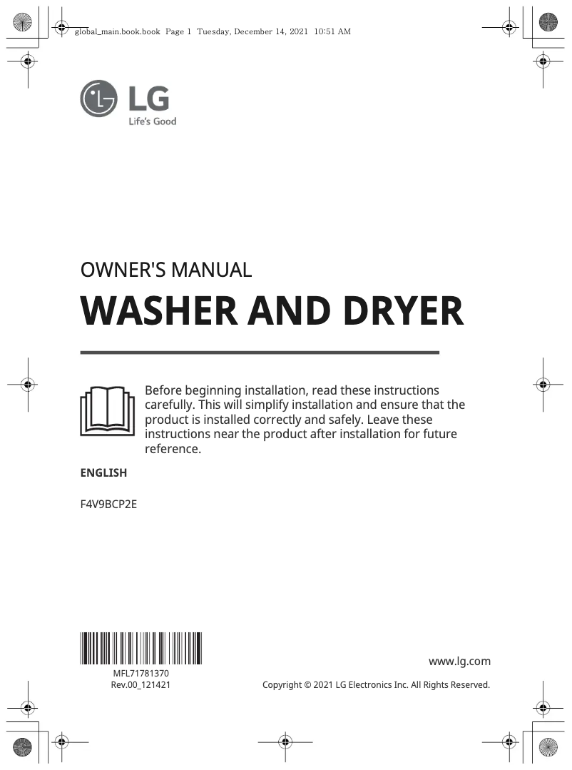 Page 1 of the manual User Manual LG F4V9BCP2E