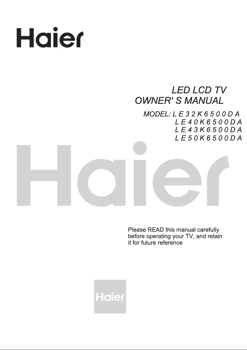 First page image of the manual for LE43K6500DA
