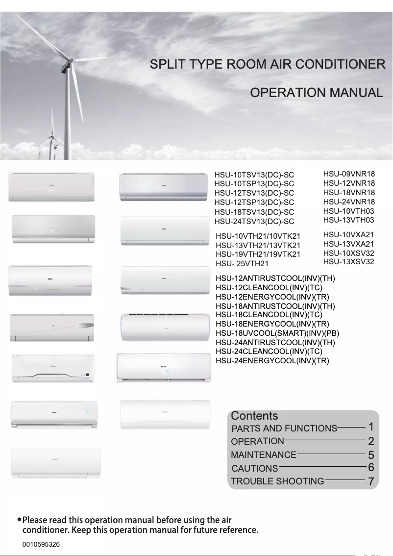 Page 1 of the manual User Manual Haier HSU-10VXA21