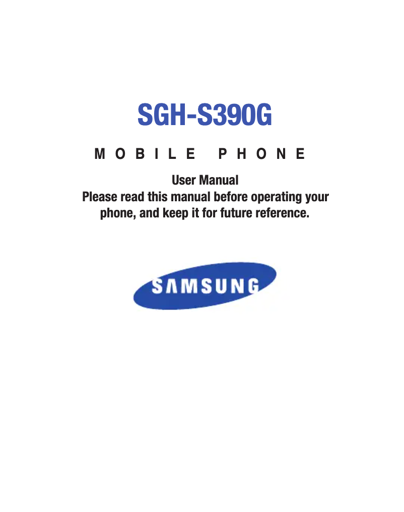 First page image of the manual for SGH-S390G
