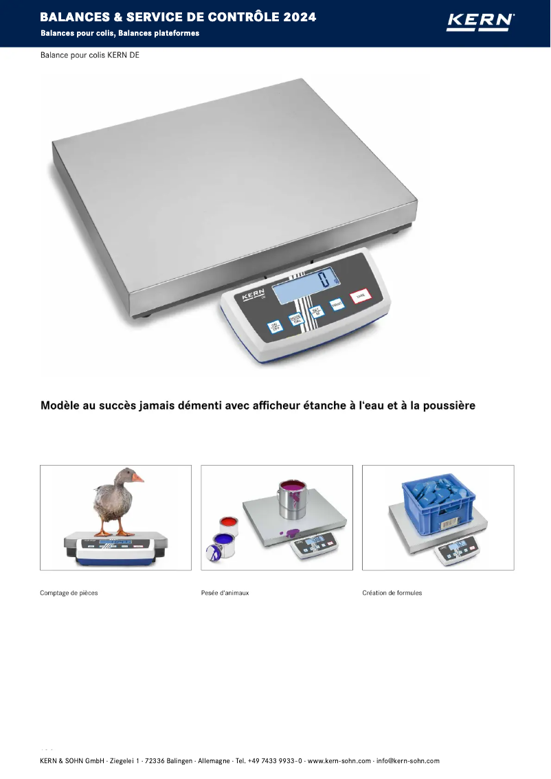 Page 1 of the manual Brochure Kern DE 150K20DL