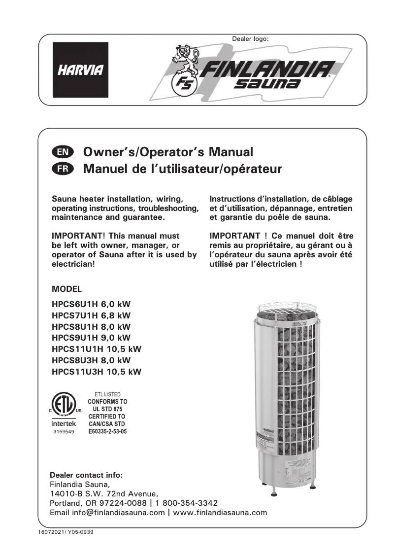 First page image of the manual for Cilindro PC8 HPCS8U1H
