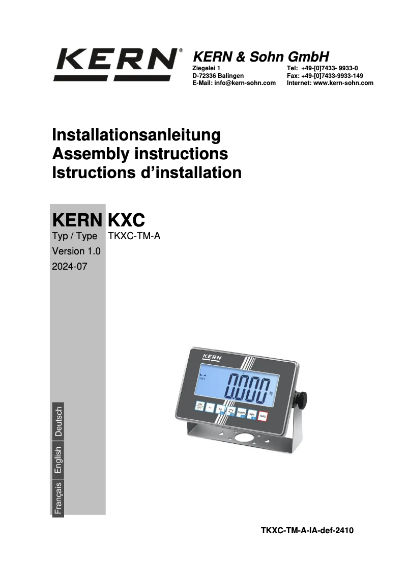 First page image of the manual for TKXC-TM-A