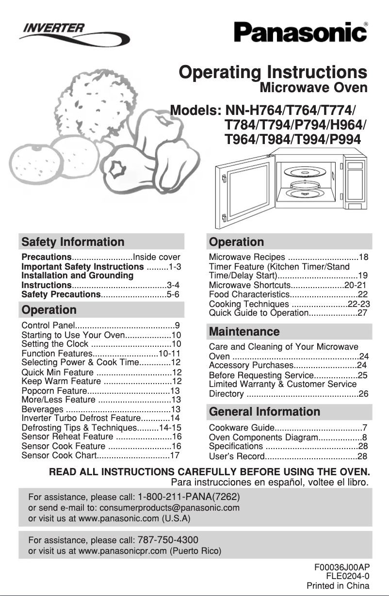 First page image of the manual for Inverter NN-P994