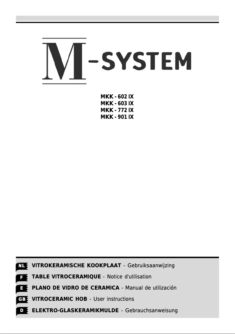 Page 1 of the manual User Manual M-System MKK-603 IX