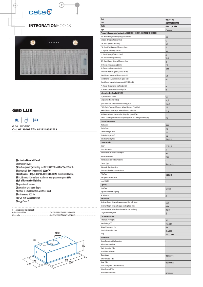 First page image of the manual for G 50 LUX GBK