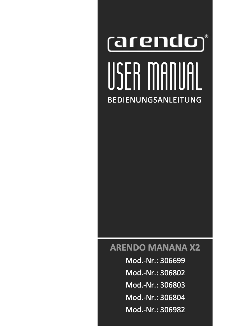 Page 1 of the manual User Manual Arendo Manana X2