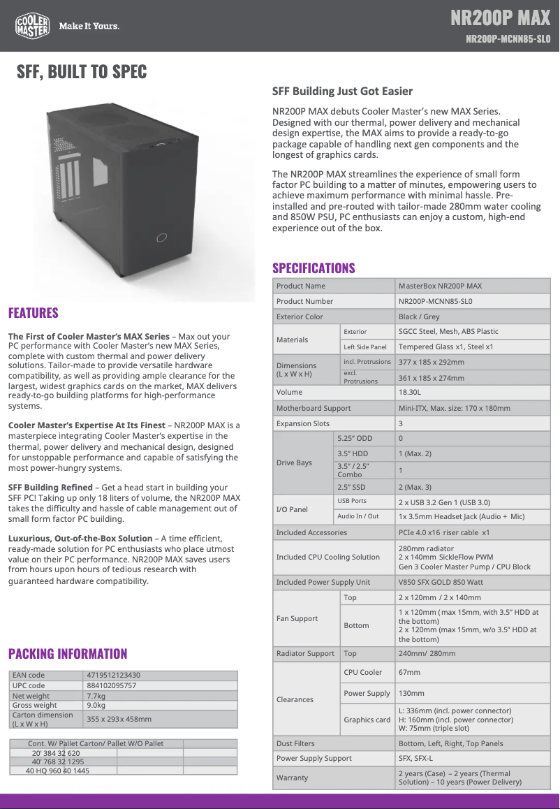 First page image of the manual for NR200P MAX