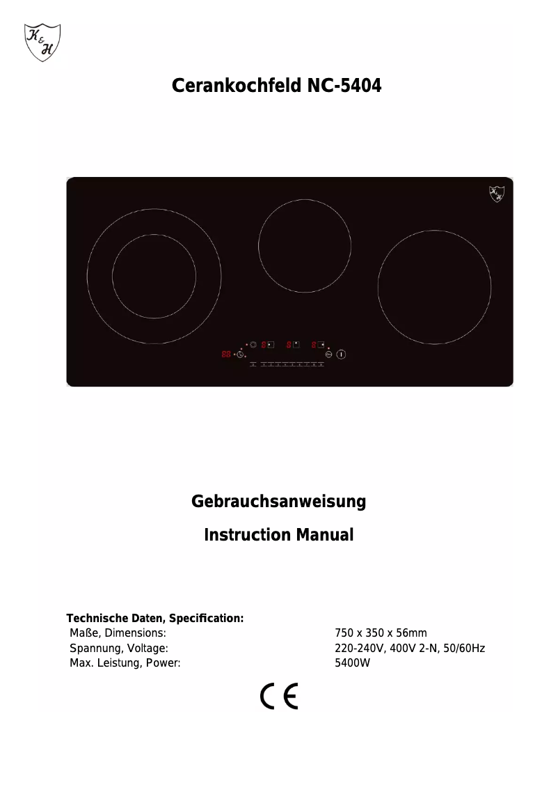 Page 1 of the manual User Manual K&H NC-5404