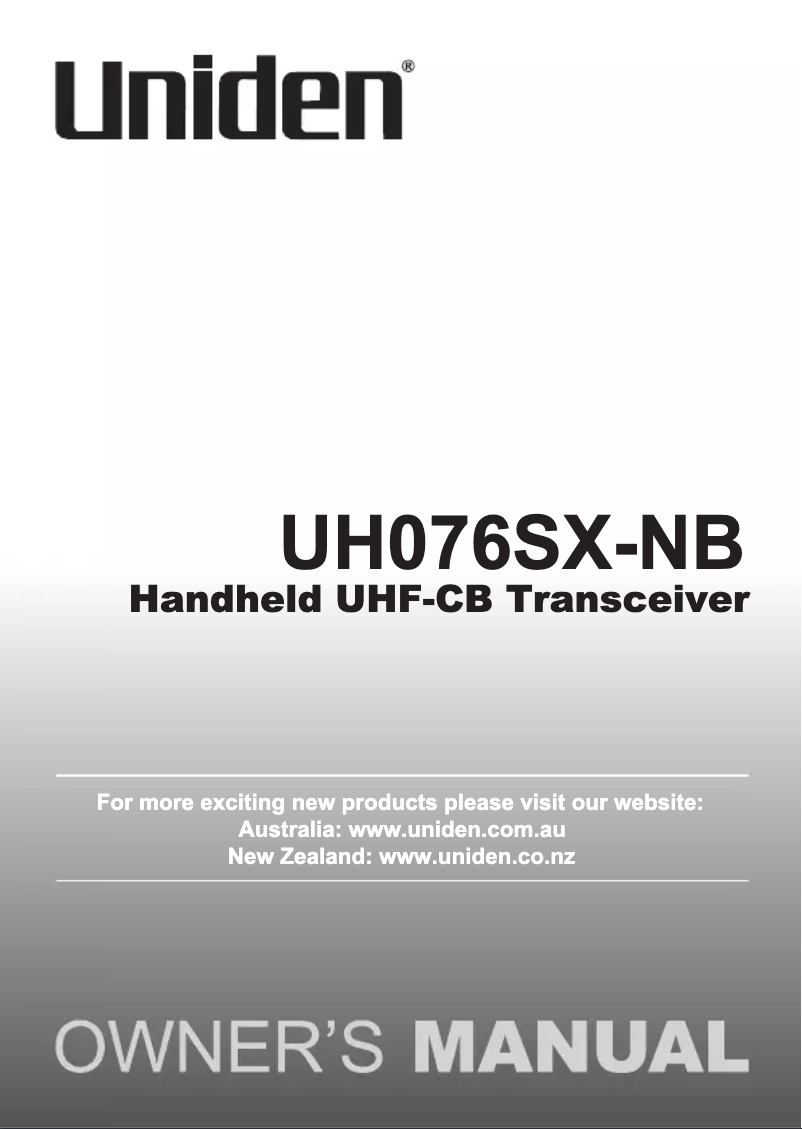 First page image of the manual for UH076SX-2NB-TP