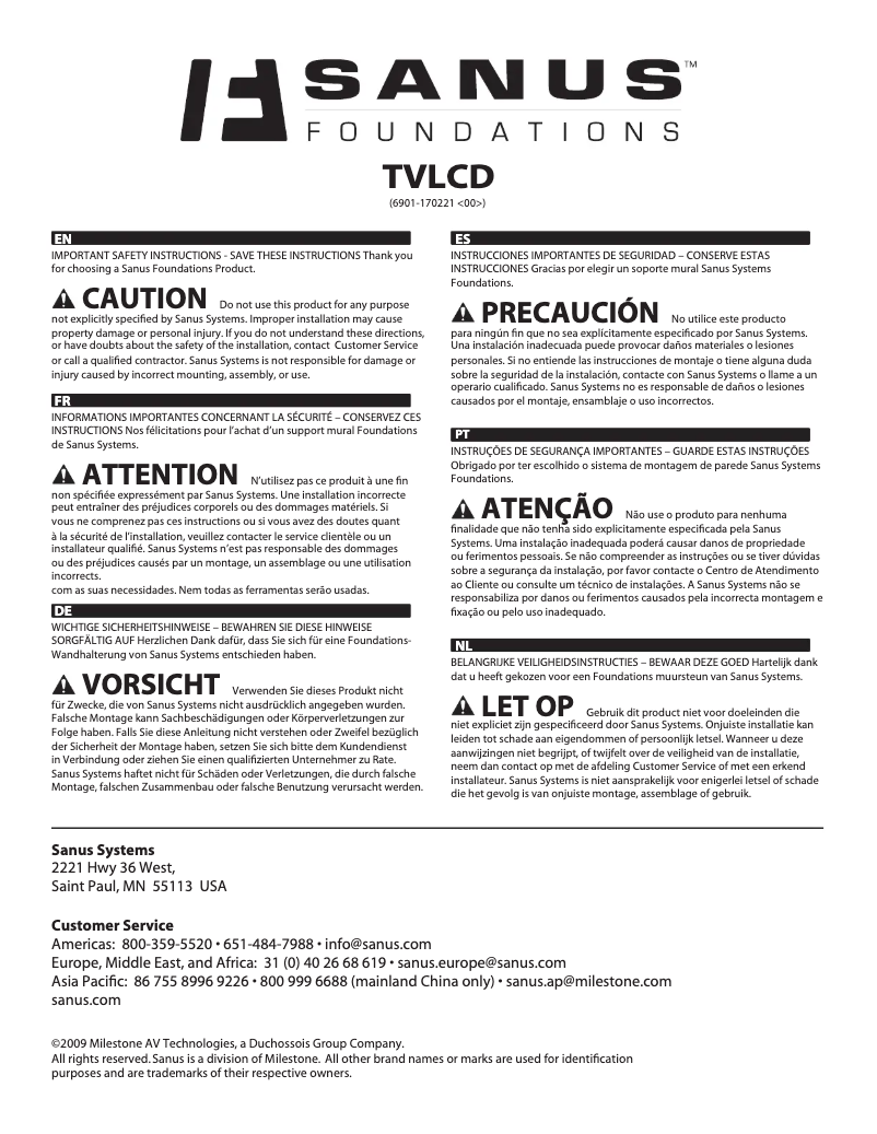 First page image of the manual for TVLCD