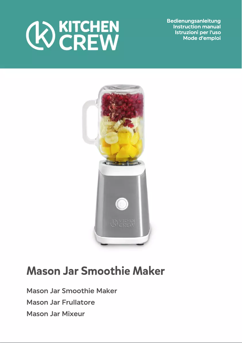First page image of the manual for Mason Jar 940924