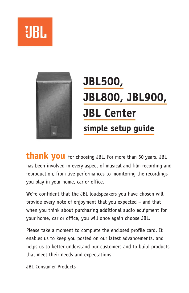 Page 1 of the manual User Manual JBL 900