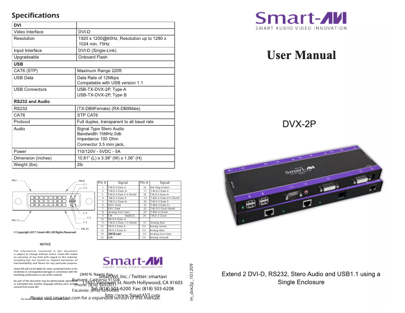 First page image of the manual for DVX2P