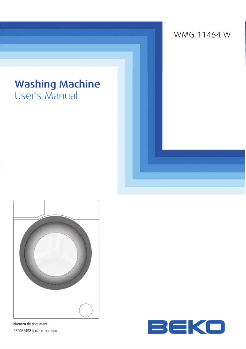 Page 1 of the manual User Manual Beko WMG11464