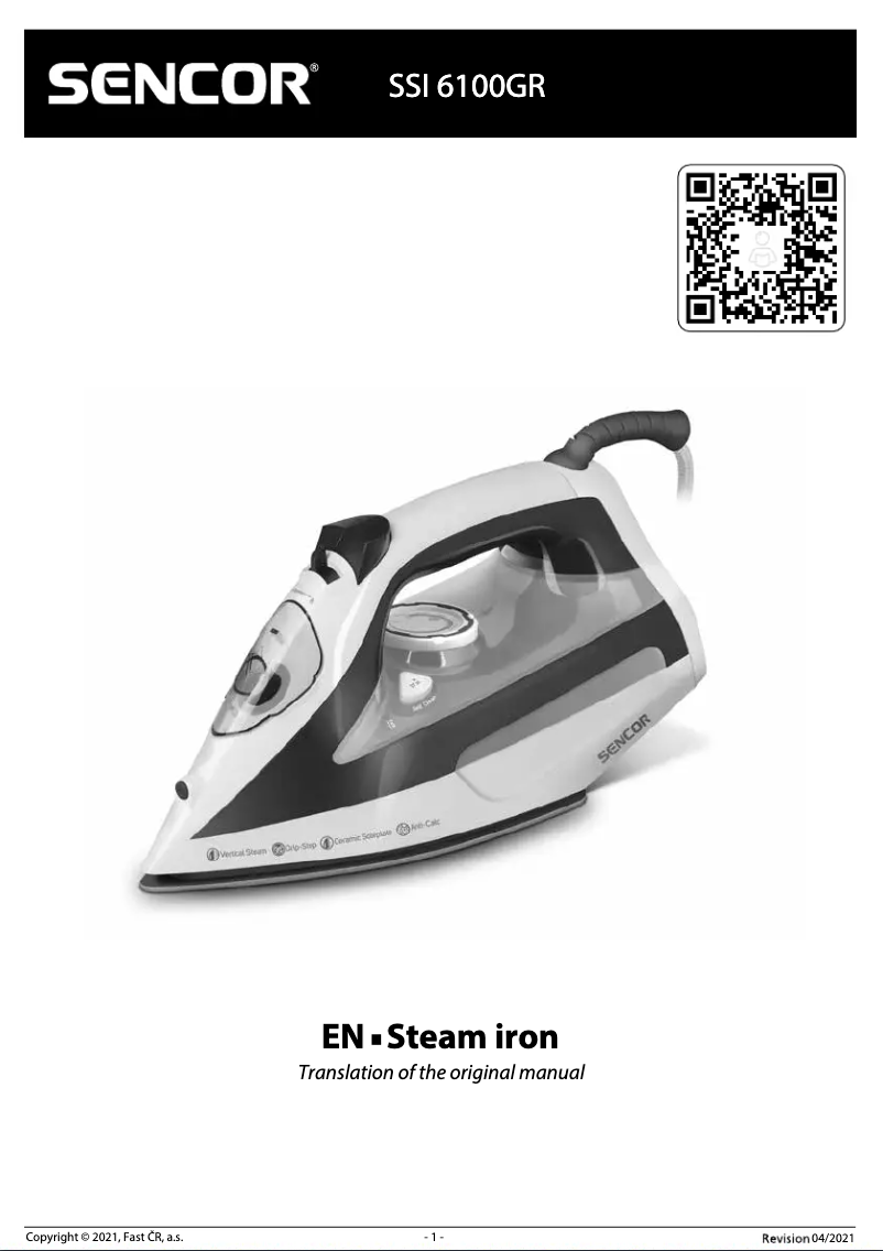 Page 1 de la notice Manuel utilisateur Sencor SSI 6100GR