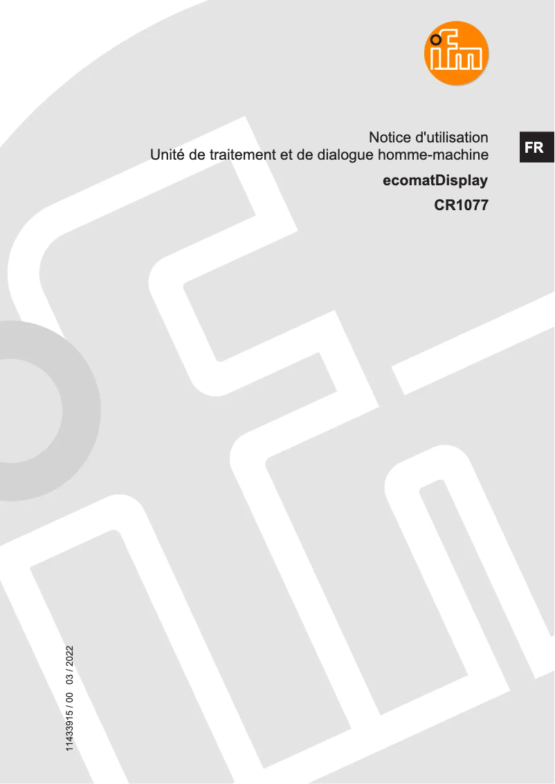 Page 1 of the manual User Manual IFM CR1077