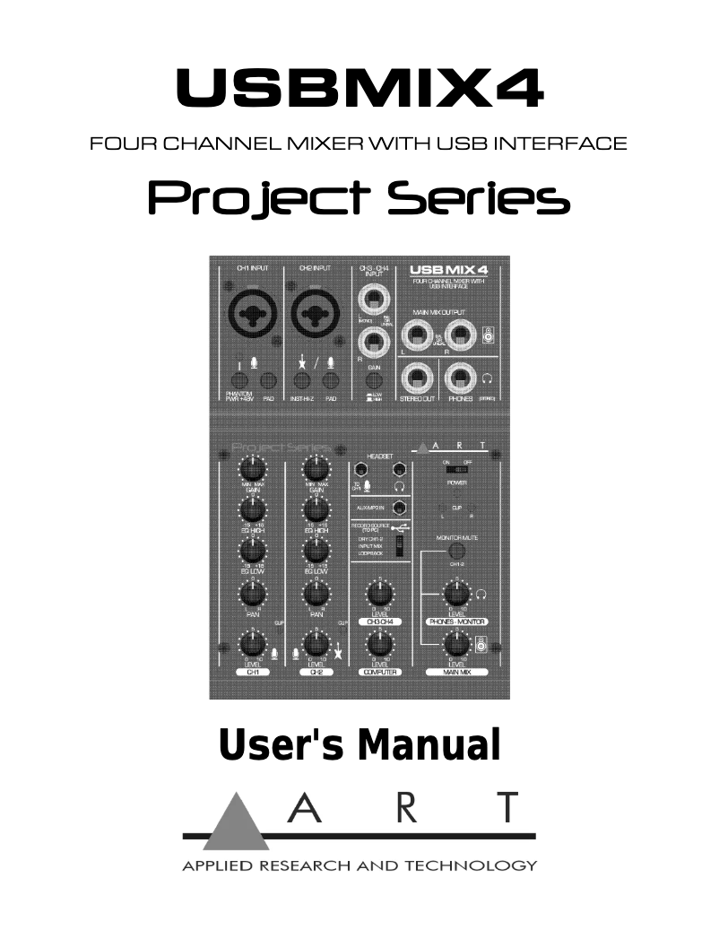 First page image of the manual for USBMix4