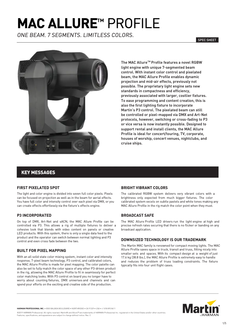 First page image of the manual for MAC Allure Profile