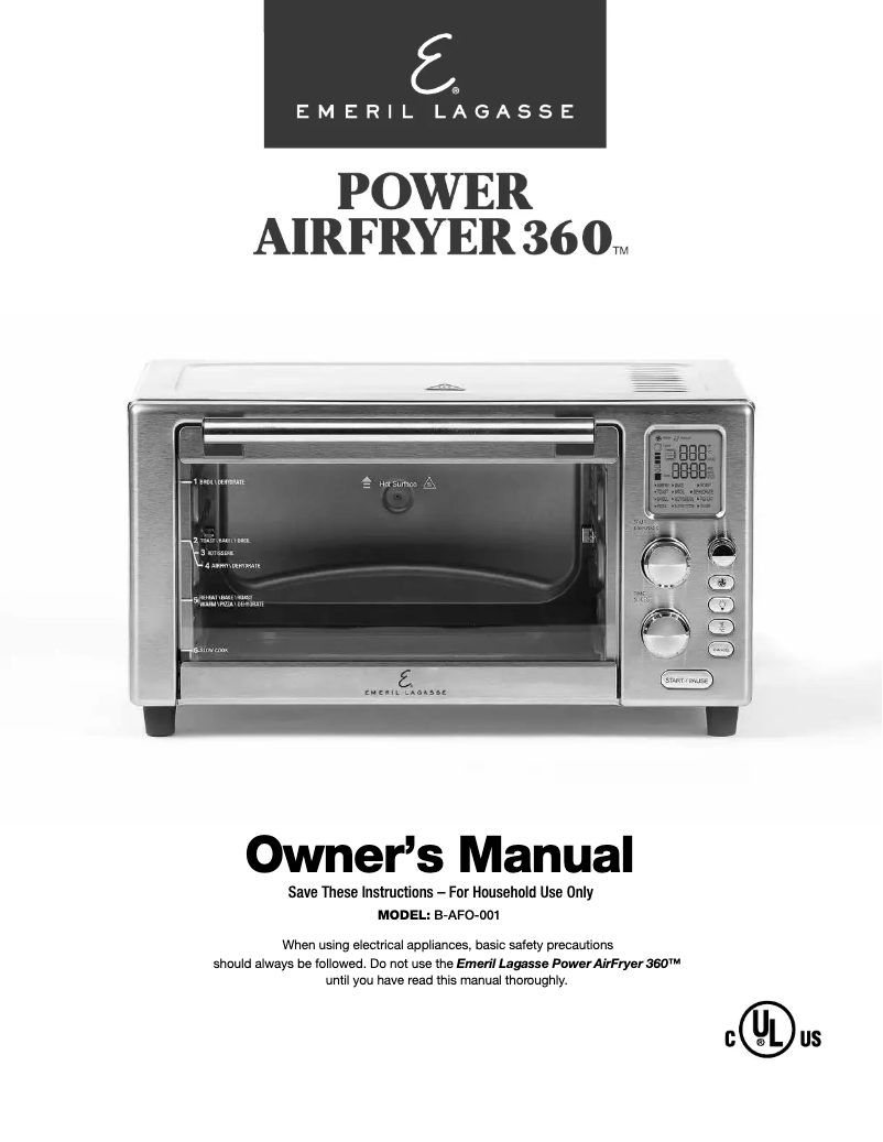 First page image of the manual for Power AirFryer 360 B-AFO-001