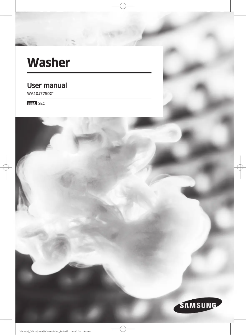 Page 1 of the manual User Manual Samsung WA10J7750GW