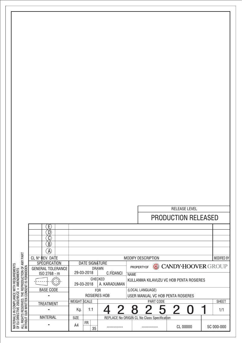First page image of the manual for RH 64 XP