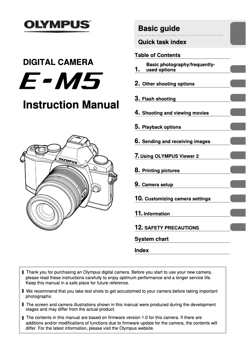 Image de la première page du manuel de l'appareil E-M5