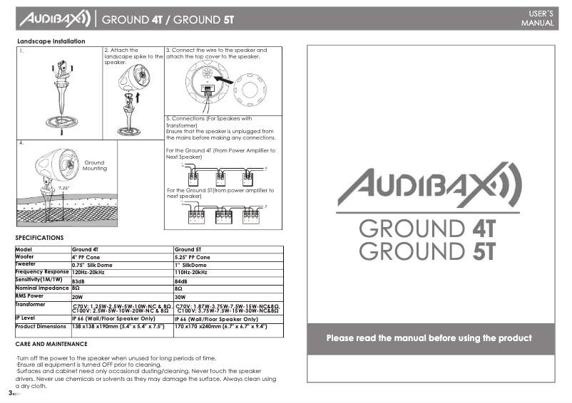 First page image of the manual for Ground 5T