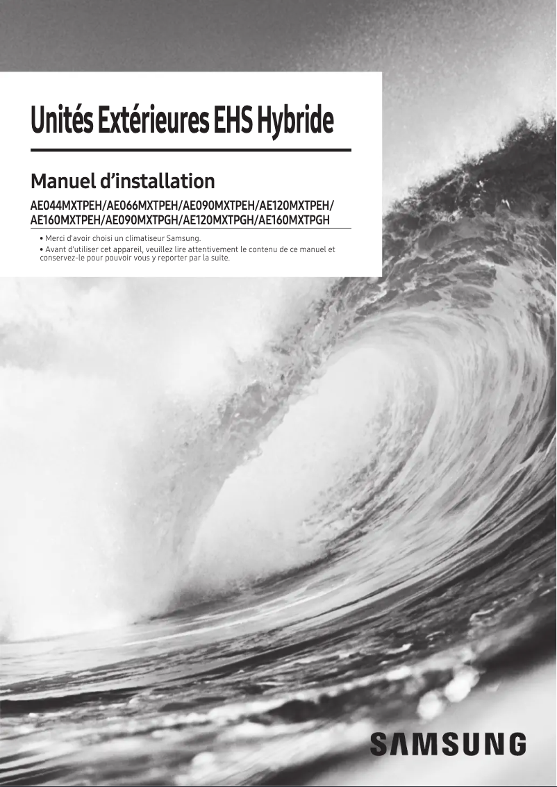 First page image of the manual for AE120MXTPGH