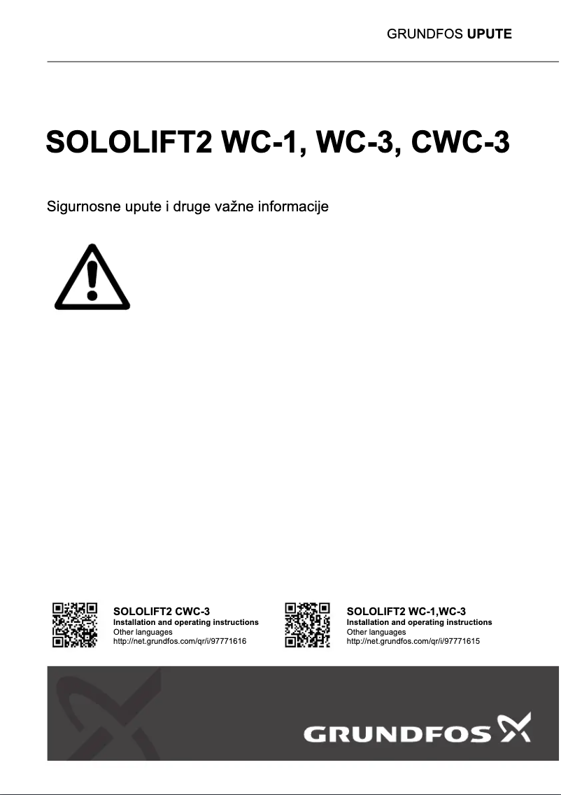 Page 1 of the manual Instructions / Assembly Grundfos Sololift2 D-2