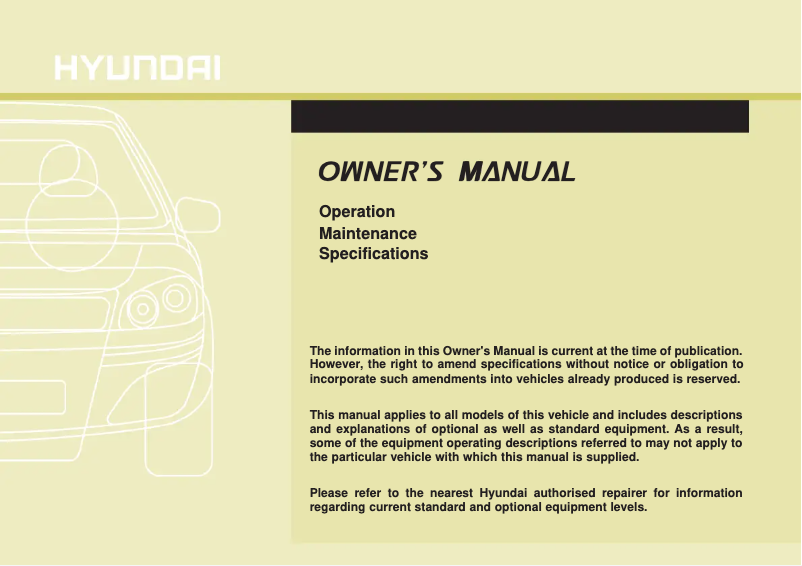 First page image of the manual for IX20 (2010)