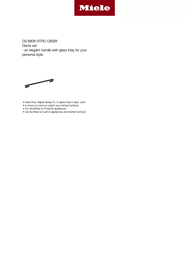 Page 1 of the manual Technical Sheet Miele DS 6808