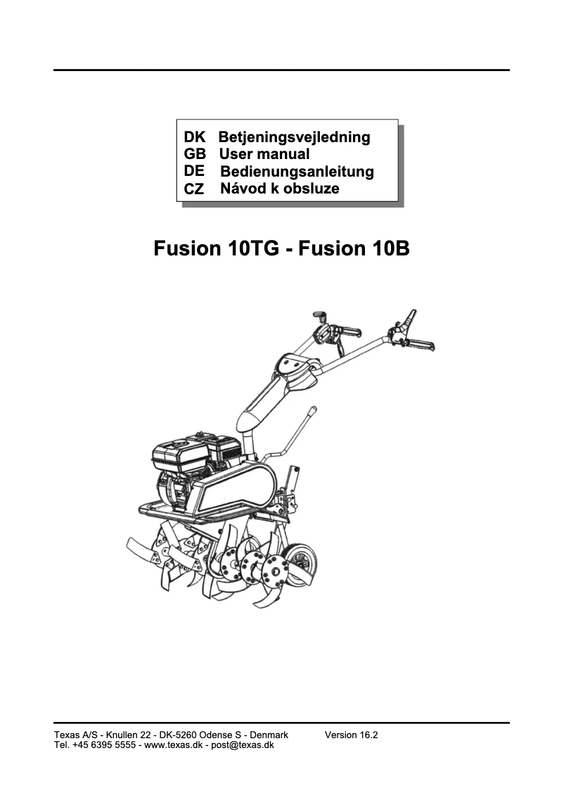 First page image of the manual for Fusion 10B