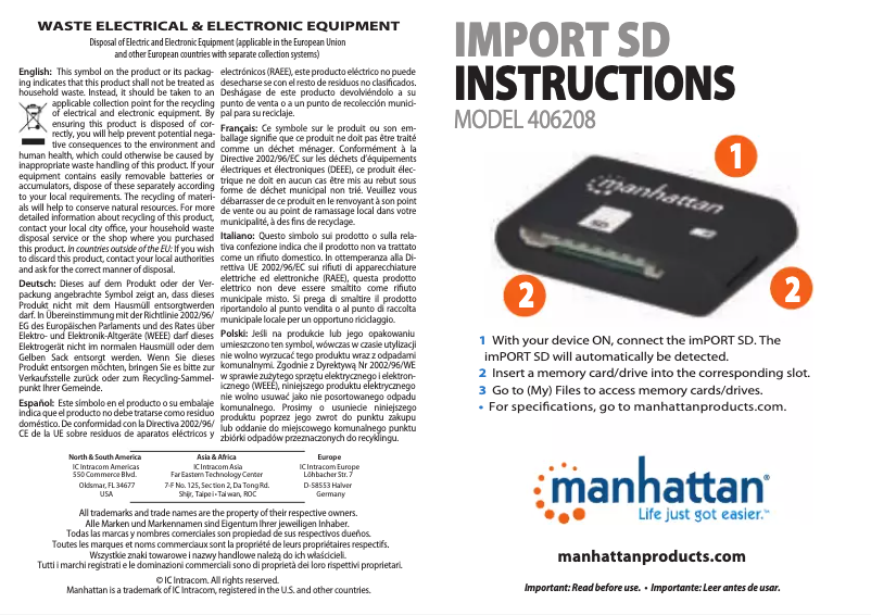 First page image of the manual for 406208
