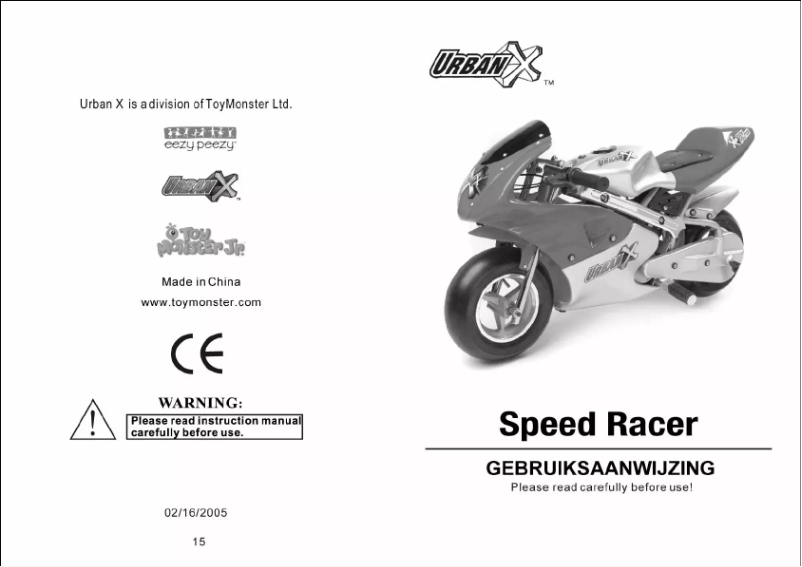 Image de la première page du manuel de l'appareil UrbanX Speedracer