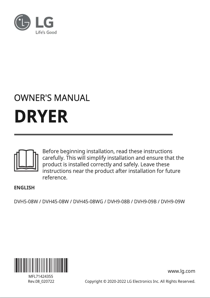 Page 1 of the manual User Manual LG DVH9-09B
