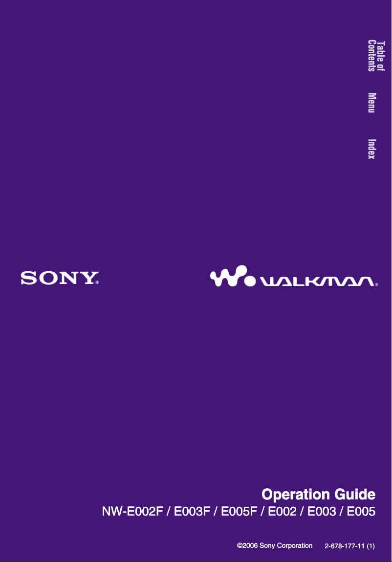 Page 1 of the manual User Manual Sony Walkman NW-E005F