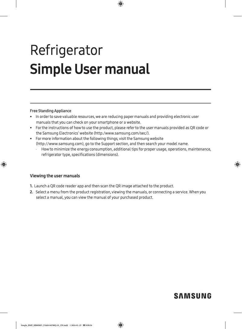 Page 1 of the manual User Manual Samsung RB53DG703EB1