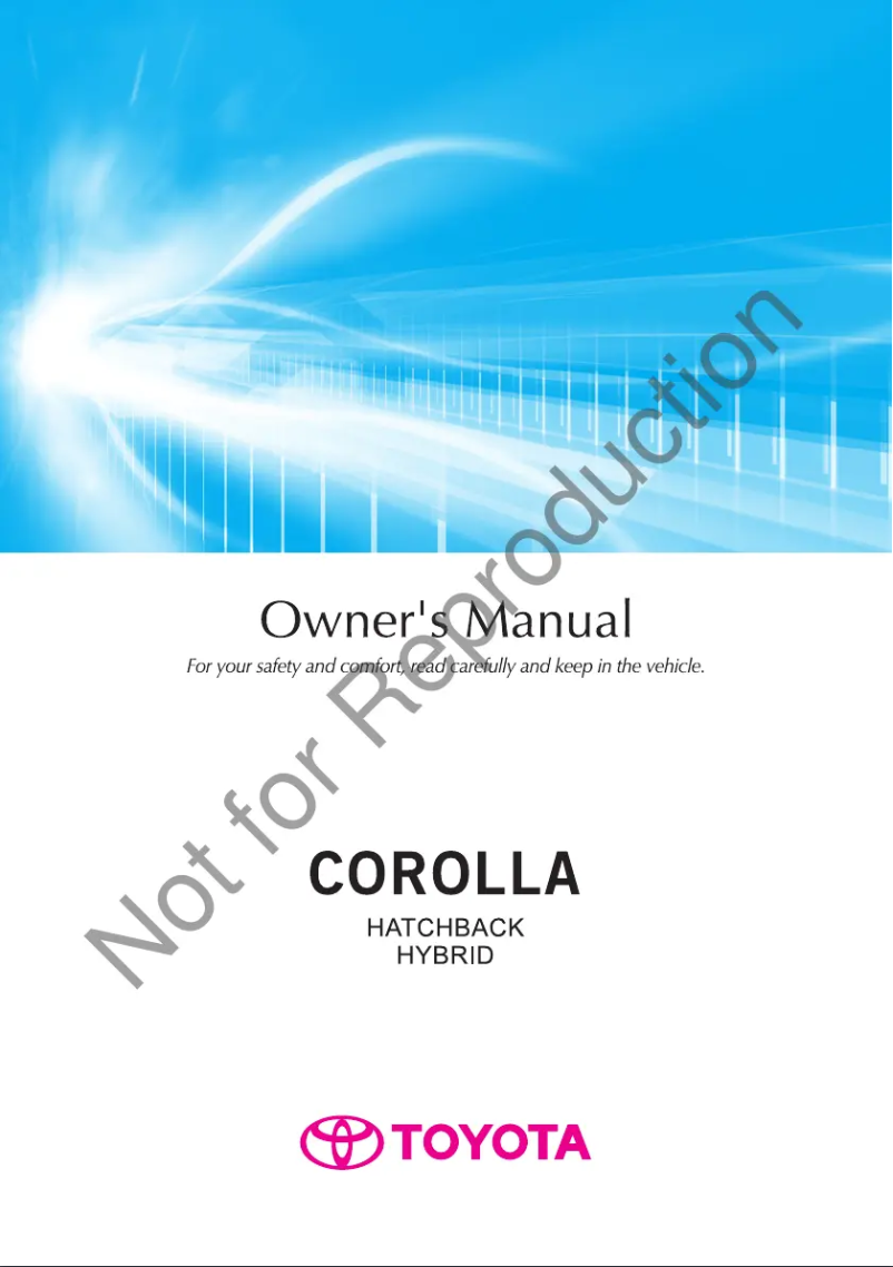 First page image of the manual for Corolla hatchback hybrid (2016)