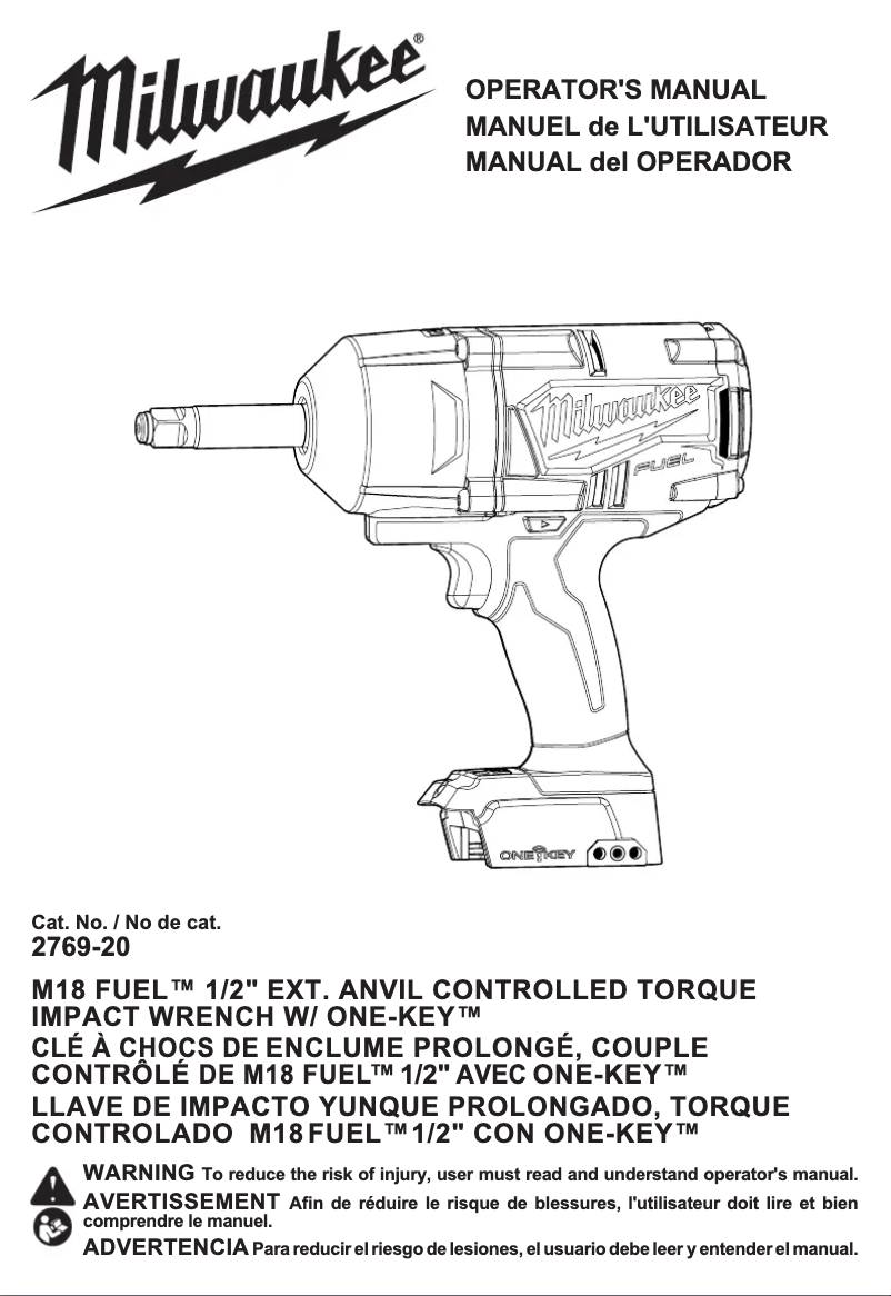 Page 1 of the manual User Manual Milwaukee M18 Fuel 2769-22