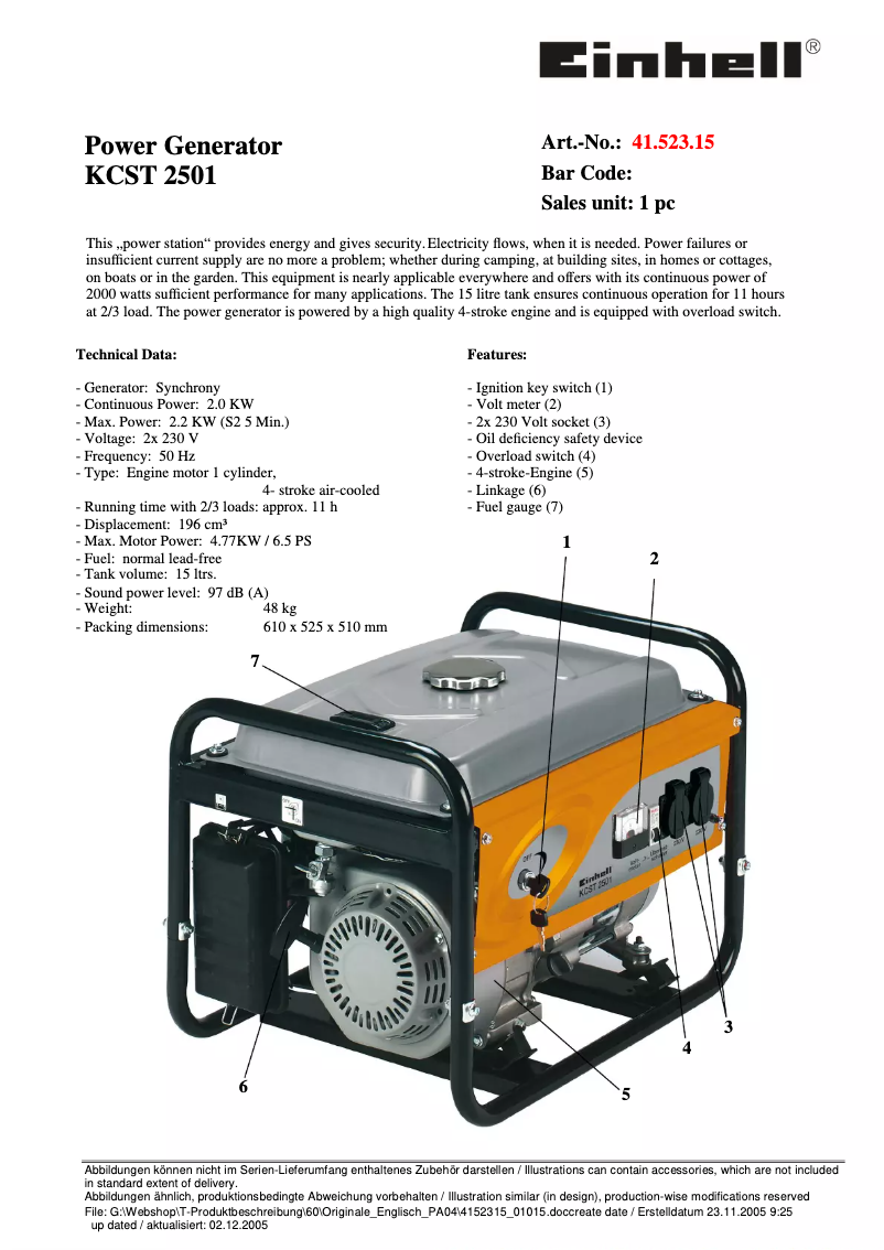 Page 1 of the manual User Manual Einhell KCST 2501