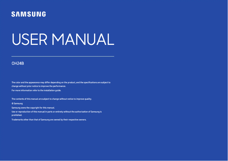 Page 1 of the manual User Manual Samsung OM55B