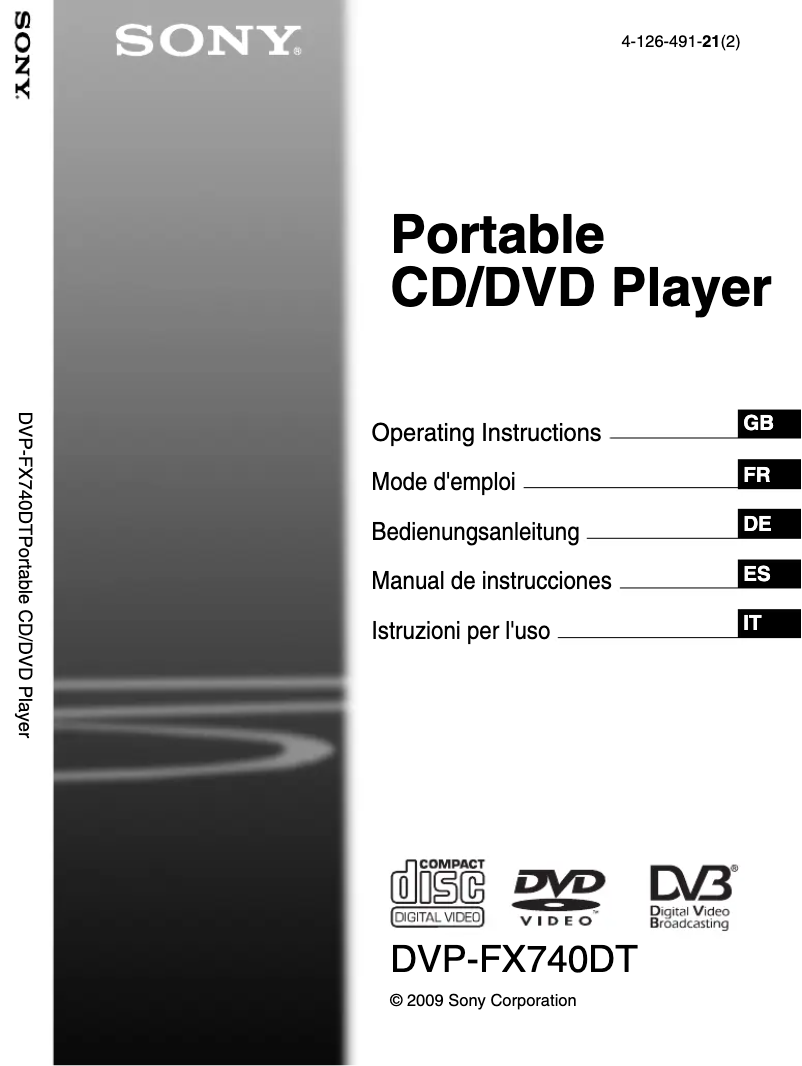 Page 1 of the manual User Manual Sony DVP-FX740DTB